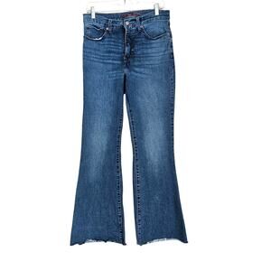 Lucky Brand Stevie High Rise Flare Jeans Raw Hem Sz 10/30A Med Wash